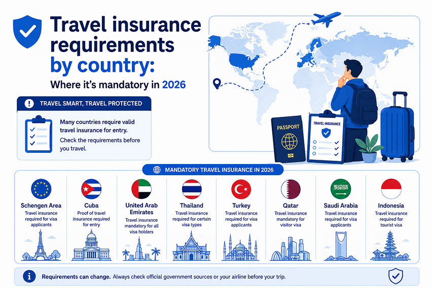 Travel insurance requirements by country: Where it's mandatory in 2026