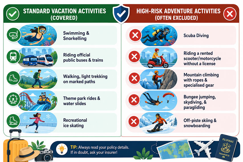 Exclusions for extreme sports and adventure activities