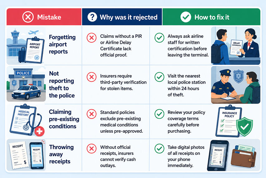 Common mistakes: claiming travel insurance