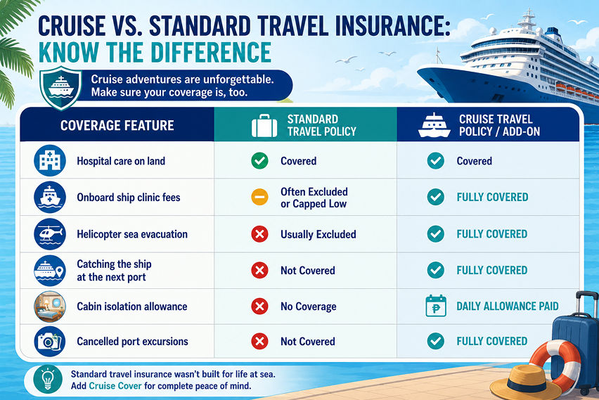 Standard travel insurance vs. Dedicated cruise insurance